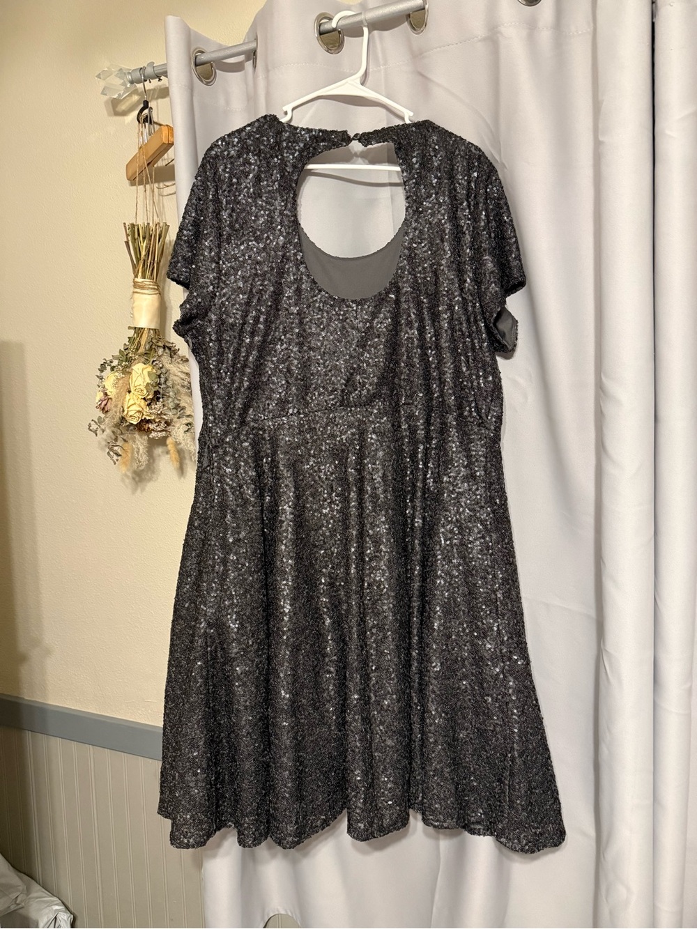 NWT- Black Sequin Fit-and-Flare Party Dress